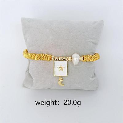 Bohemian Style Brass Rectangle Charm Bracelets FS-WG04134-01-1