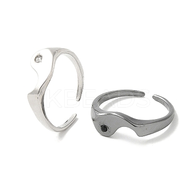 2Pcs 2 Style Rhinestones Open Cuff Rings Set RJEW-Z020-01-1
