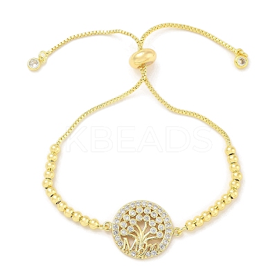 Mother's Day Brass Micro Pave Cubic Zirconia Silder Bracelets for Women LS-BJEW-S158-01G-B-1