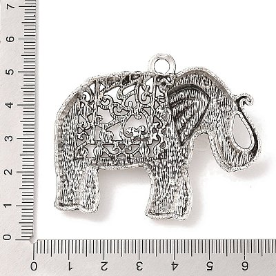 Tibetan Style Alloy Elephant Big Pendants TIBEP-Q043-280-RS-1