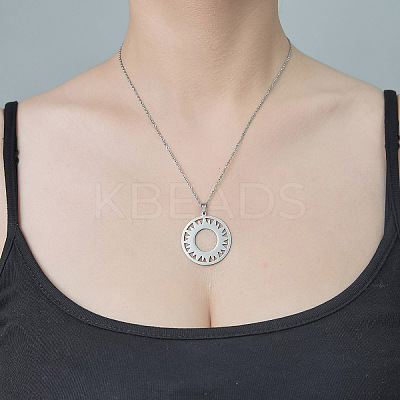 Non-Tarnish 201 Stainless Steel Hollow Sun Pendant Necklace NJEW-OY002-28-1