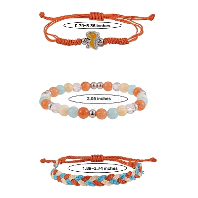Waxed Polyester String Braided Cord Bracelets Set BJEW-SW00032-04-1