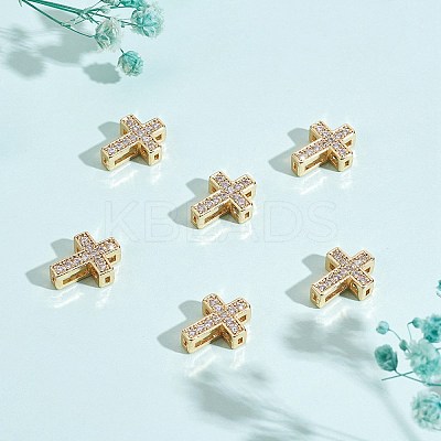 10Pcs Brass Micro Pave Clear Cubic Zirconia Beads FIND-SZ0005-97-1