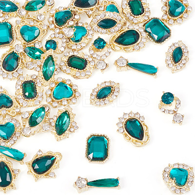 48Pcs 12 Styles Alloy Rhinestone Cabochons MRMJ-TA0001-45A-1