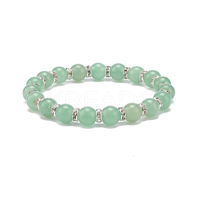 Natural Green Aventurine Beaded Stretch Bracelet BJEW-JB08483-02-1