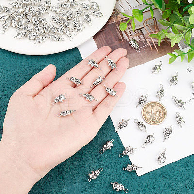 100Pcs Tibetan Style Alloy Elephant Connector Charms FIND-AR0003-07-1