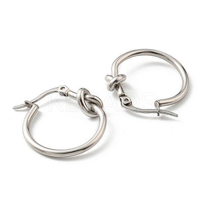 Non-Tarnish 304 Stainless Steel Knot Hoop Earrings EJEW-F319-06P-1