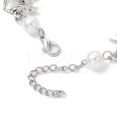 Ocean Series Alloy Shape Shell & Starfish Link Bracelets BJEW-JB11840-01-1