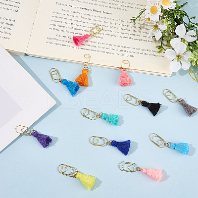Polycotton(Polyester Cotton) Tassel Bookmark AJEW-BM00005-1