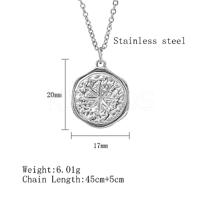 Non-Tarnish Star 304 Stainless Steel Pendant Necklace with Cable Chains UG2182-2-1