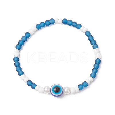 2Pcs 2 Styles Evil Eye Glass Beads Stretch Bracelets & Glass Seed Beads Stretch Bracelets for Women BJEW-JB11895-1