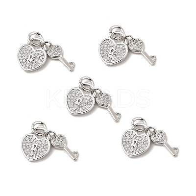 Brass Micro Pave Clear Cubic Zirconia Charms KK-E068-VB177-1