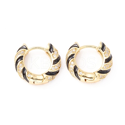 Real 18K Gold Plated Cubic Zirconia Hoop Earrings EJEW-I260-21G-NR-1