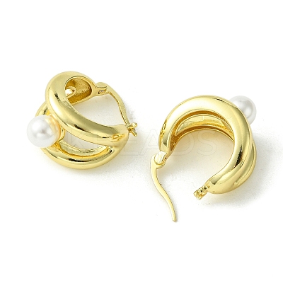 Brass Hollow Hoop Earrings with ABS Imitation Pearl EJEW-K267-08G-1