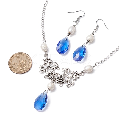 Pearl & Teardrop Glass Jewelry Set SJEW-JS01291-1
