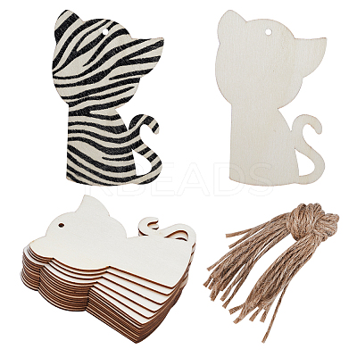 Animal Theme Unfinished Blank Wooden Pendants Set for Painting Arts WOOD-WH0124-26H-1
