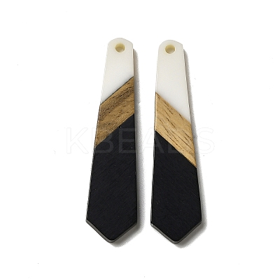 Opaque Resin & Walnut Wood Pendants RESI-D060-B-06-1