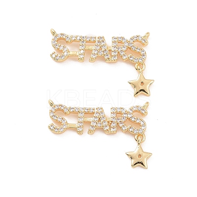 Brass Micro Pave Clear Cubic Zirconia Pendants KK-E068-VC155-1