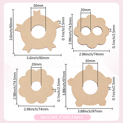 4 Sets Flower Wooden Wick Holder Kit WOOD-DR0001-03B-1