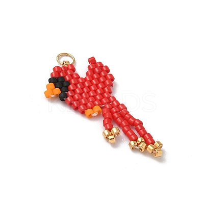 Glass Seed Beaded Bird Pendants PALLOY-MZ00920-01-1