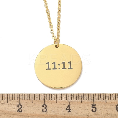 304 Stainless Steel Number 11:11 Pendant Necklaces LS-NJEW-NH0002-01G-05-1