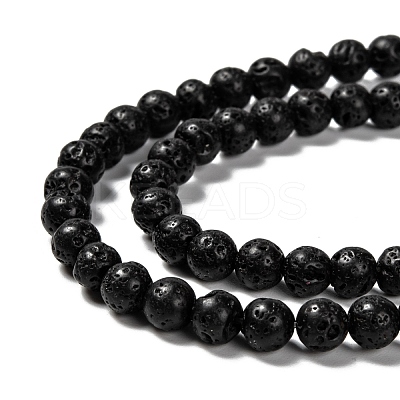 Natural Lava Rock Round Bead Strands G-M169-6mm-03-1