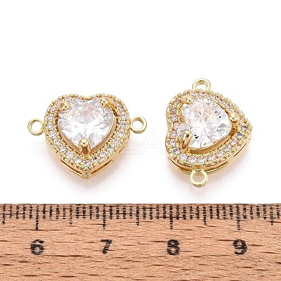 Brass Pave Clear Cubic Zirconia Connector Charms KK-N284-23G-1