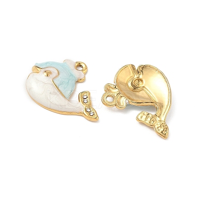 304 Stainless Steel Rhinestone Whale Pendants STAS-U057-02A-G-1