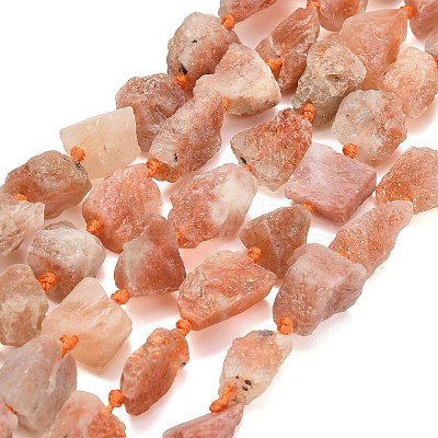 Raw Rough Natural Gold Spot Sunstone Beads Strands G-A322-B10-01-1