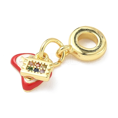 Brass Enamel European Dangle Charms KK-I355-22G-01-1