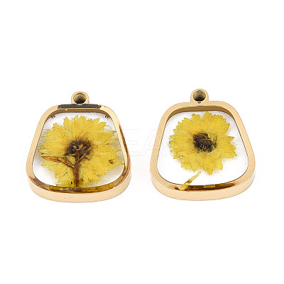 304 Stainless Steel Epoxy Resin Pendants STAS-T072-28-1
