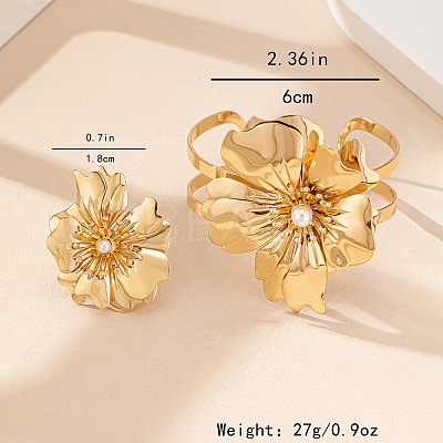 Flower Alloy Cuff Bangles & Cuff Rings Sets for Women FS-WGC4226-01-1