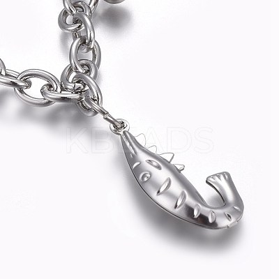 Tarnish Resistant 304 Stainless Steel Charm Bracelets BJEW-L637-20-P-1