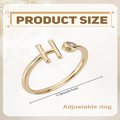 1Pc Brass Micro Pave Clear Cubic Zirconia Open Cuff Rings for Women RJEW-LP0002-37H-1