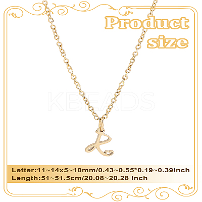1pc 304 Stainless Steel Letter Pendant Necklaces NJEW-LP0001-39R-G-1