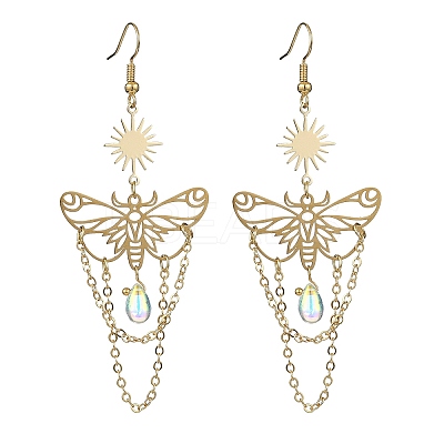 201 Stainless Steel Butterfly Dangle Earrings EJEW-TA00367-01-1