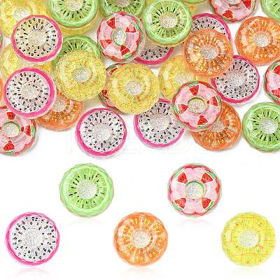 40Pcs 5 Colors Fruit Transparent Resin Cabochons CRES-CJ0001-85-1