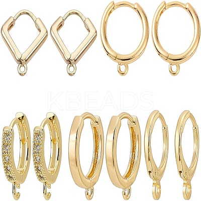 10pcs 5 styles Brass Huggie Hoop Earring Findings KK-WR0001-27-1