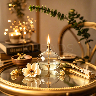 Transparent Glass Candle Holders with Candle Wick LS-DIY-WH0308-996B-1