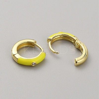 Enamel Hoop Earrings with Clear Cubic Zirconia EJEW-WH0004-39F-1