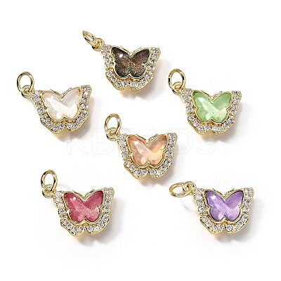 Brass Micro Pave Cubic Zirconia Pendants KK-Q043-03G-1