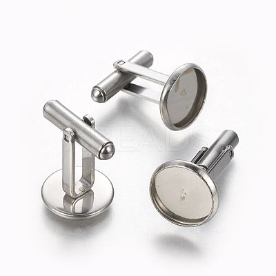 Tarnish Resistant 304 Stainless Steel Cufflinks Settings STAS-E471-03D-P-1