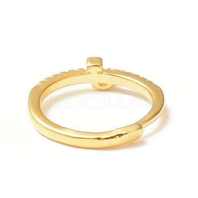 Clear Cubic Zirconia Initial Letter Adjustable Ring RJEW-C052-01G-J-1