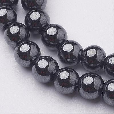 6MM Black AAA Grade Round Non-Magnetic Synthetic Hematite Beads Strands X-G-H1072-1-1
