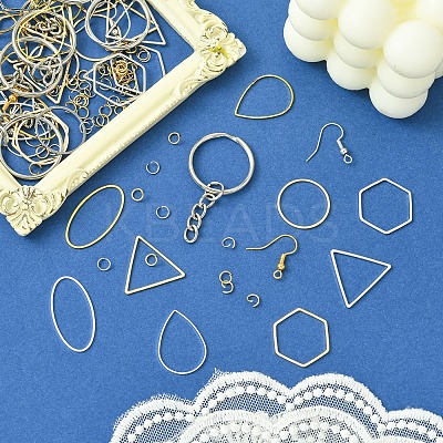 DIY Hexagon/TeardropOval/Triangle Brass Dangle Earring Jewelry Making Kits DIY-FS0007-62-1