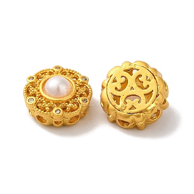 Rack Plating Hollow Brass Cubic Zirconia Beads KK-K381-21B-MG-1