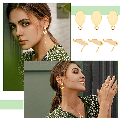 30Pcs 201 Stainless Steel Stud Earring Findings STAS-UN0041-65-1
