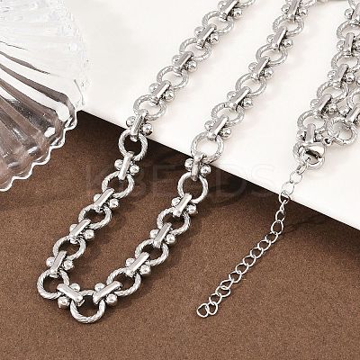 8MM 304 Stainless Steel Twisted Ring Link Chain Necklaces NJEW-Z105-04P-02-1