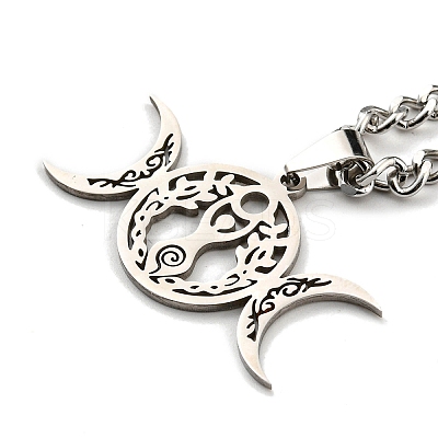 Non-Tarnish 201 Stainless Steel Triple Goddess Pendant Necklaces NJEW-G115-10P-1