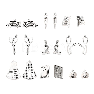 36Pcs 9 Styles Tibetan Style Alloy Pendants TIBE-FP0001-03-1